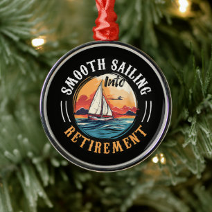Captain Smooth Sailing into Retirement Metal Tree Decoration