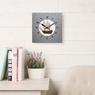 Captain square wall clock