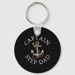 Captain Step-dad Boat Sailing Boating Vintage Anch Key Ring