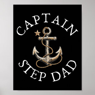 Captain Step-dad Boat Sailing Boating Vintage Anch Poster