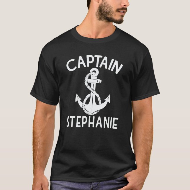 Captain Stephanie Ship Boating Yacht Boat Anchor T-Shirt (Front)