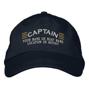CAPTAIN Stripes Customisable Your Name Boat Local Embroidered Hat