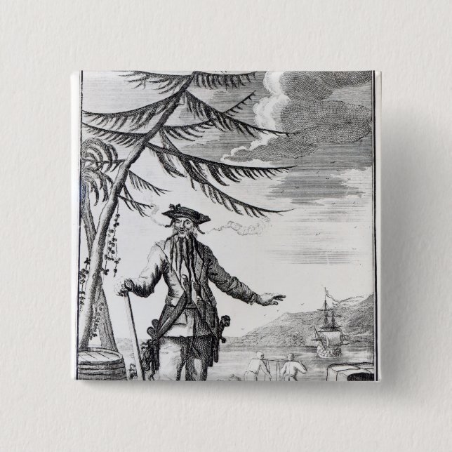 Captain Teach, commonly called Blackbeard 15 Cm Square Badge (Front)