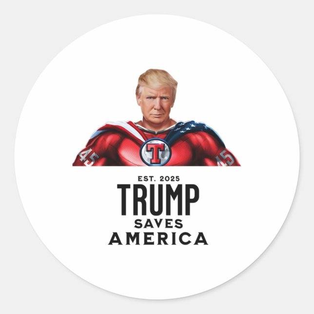 Captain Trump Saves America  Classic Round Sticker (Front)