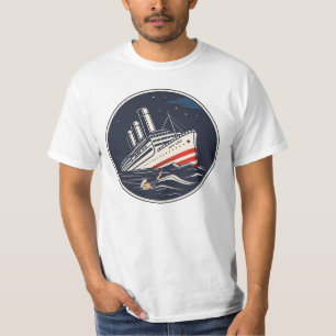 Captain Trump Sinking Ship Political Satire T-Shirt