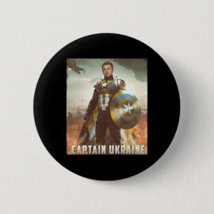 Captain Ukraine Fight Pray For Ukraine I Stand Wit 6 Cm Round Badge