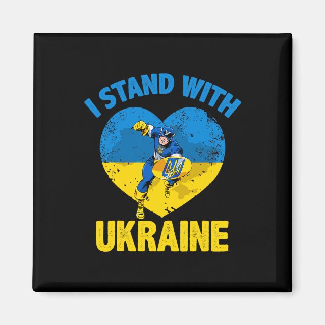 Captain Ukraine Support Ukrainian Flag I Stand Wit Magnet (Front)