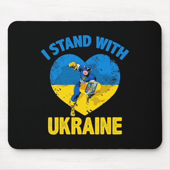 Captain Ukraine Support Ukrainian Flag I Stand Wit Mouse Mat (Front)