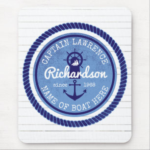 Captain Vintage Nautical Rope Anchor Helm Boat Mouse Mat