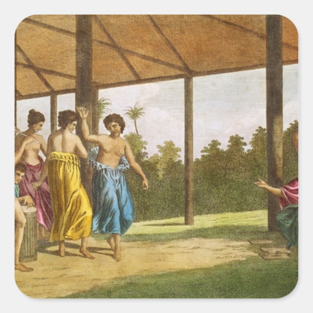 Captain Wallis, on his arrival in O'Taheite Square Sticker (Front)