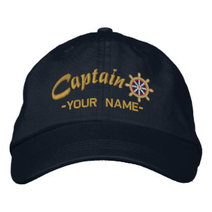 CAPTAIN Wheel Customisable Your Name Vessel Embroidered Hat