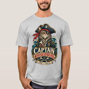 Captain Whiskerbeard Pirate Cat T-Shirt