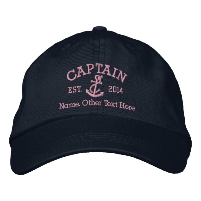 Captain With Anchor Personalised Embroidered Hat (Front)