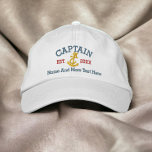 Captain With Anchor Personalised Embroidered Hat<br><div class="desc">Embroidered Captain cap .. ideal for sailors .. First Mate and rope and anchor personalised cap from Ricaso</div>