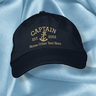 Captain With Anchor Personalised Embroidered Hat