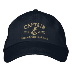 Captain With Anchor Personalised Embroidered Hat