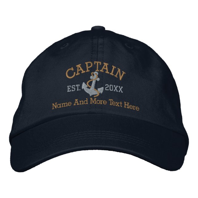 Captain With Anchor Personalized Embroidered Hat (Front)