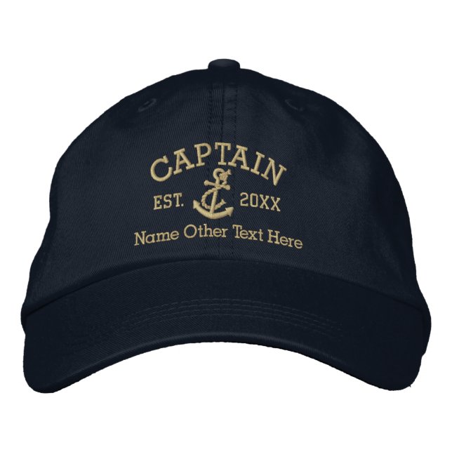 Captain With Anchor Personalized Embroidered Hat (Front)