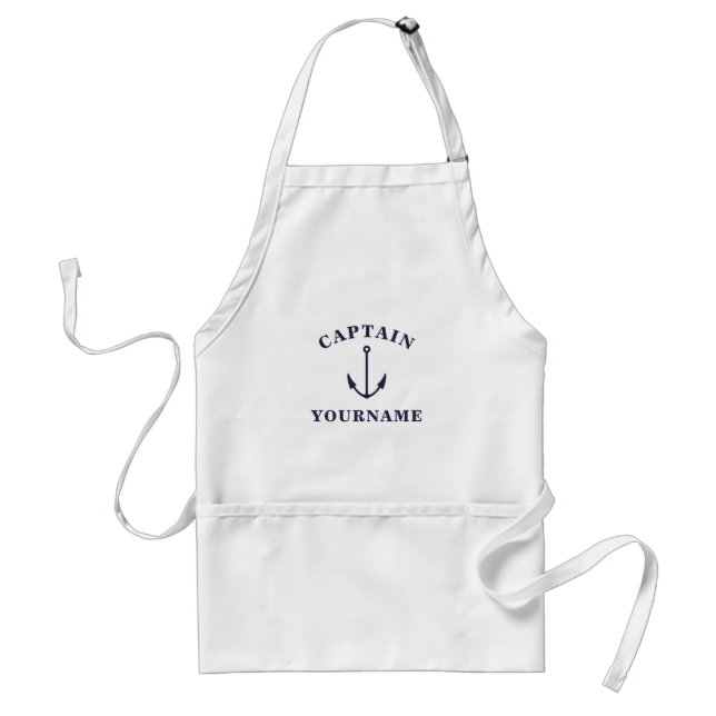 Captain With Your Name Nautical Anchor Apron (Front)