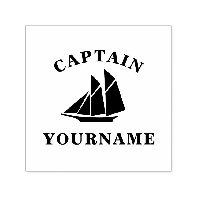 Captain with Your Name Sailboat Ink Stamp (Design)
