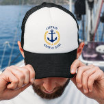 Captain Your Boat Name Anchor Gold Laurel Star Trucker Hat<br><div class="desc">A Personalized Trucker Hat with Captain rank or other title and your boat name,  family name or other desired text. Featuring a custom designed nautical boat anchor,  gold style laurel leaves and star emblem. Makes a great gift for any occasion.</div>