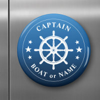 Captain Your Boat Name Ships Wheel Helm Blue Fade