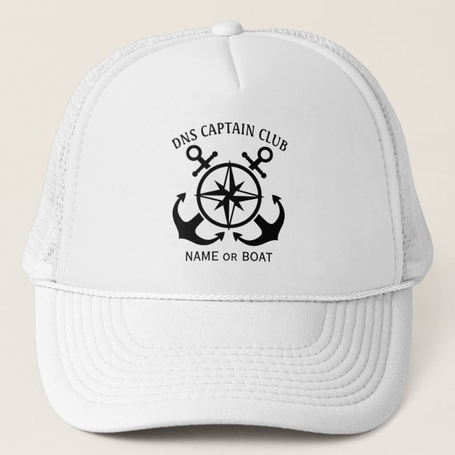 Captain Your Boat Name  Trucker Hat (Front)