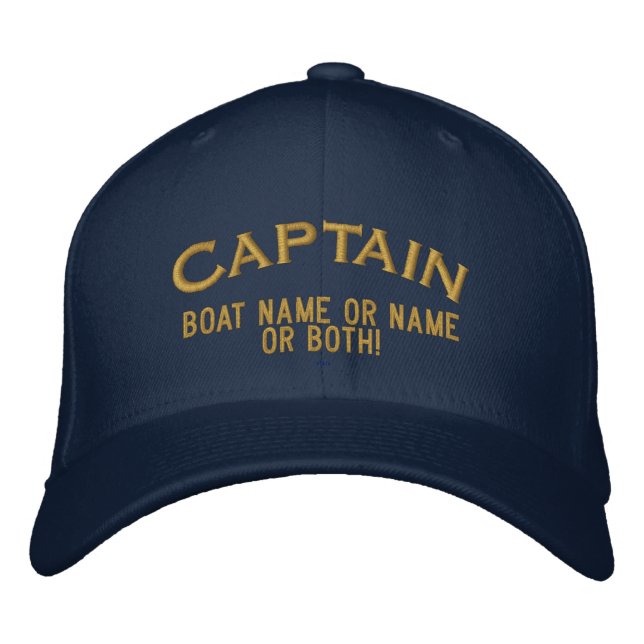 Captain Your Boat Name Your Name or Both! Embroidered Hat (Front)