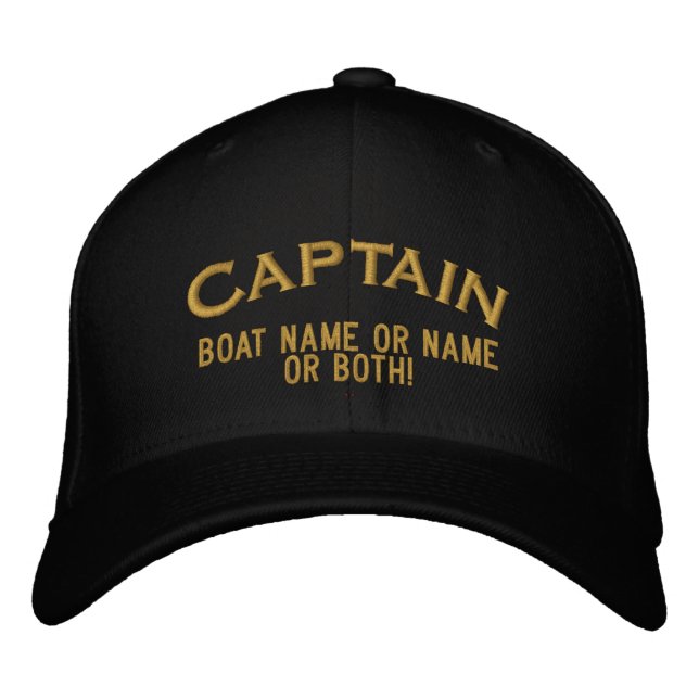 Captain Your Boat Name Your Name or Both! Embroidered Hat (Front)