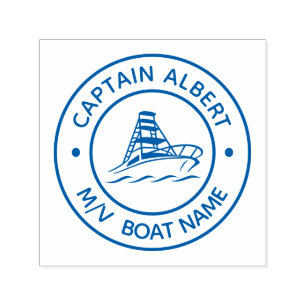 Captain Your Name Motor Boat Self Inking Stamp