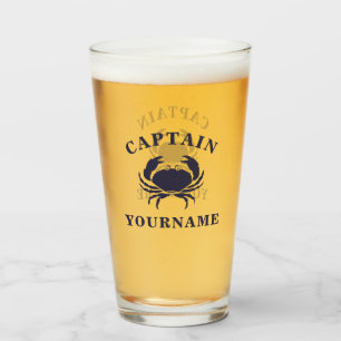 Captain Your Name Nautical Crab Tumbler Glass