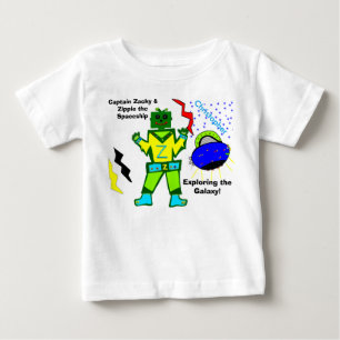 Captain Zacky Green Robot Zippie Spaceship Baby T-Shirt