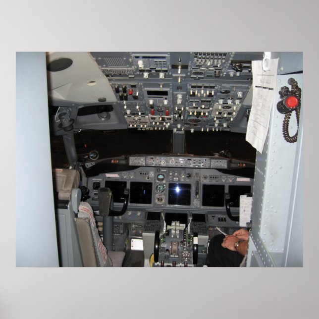 Captain's Cockpit Commercial Jet Aircraft Poster (Front)