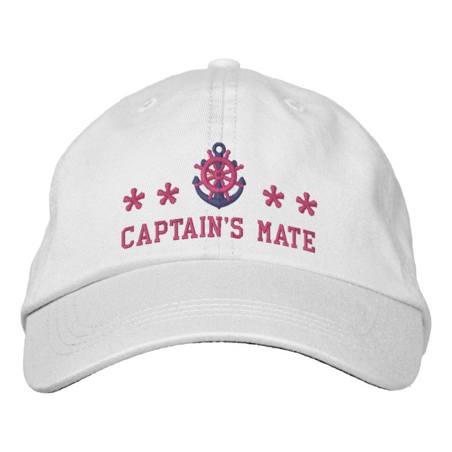 Captains mate pink sailing boat embroidered hat (Front)
