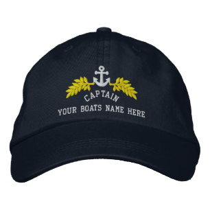 Captains personalised boat anchor embroidered hat