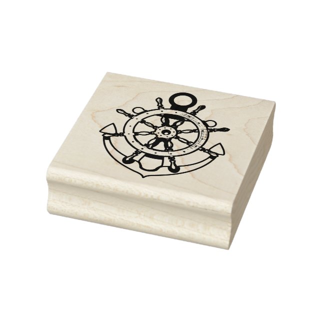Captains Wheel and Anchor Rubber Stamp (Stamp)