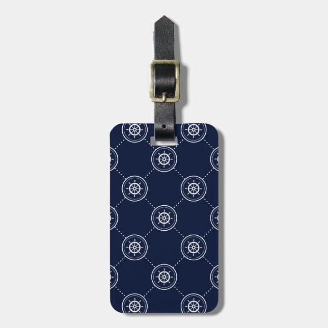 Captain'S Wheel Pattern Luggage Tag (Front Vertical)