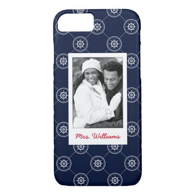 Captain'S Wheel Pattern | Your Photo & Name Case-Mate iPhone Case (Back)