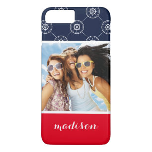 Captain'S Wheel Pattern   Your Photo & Name iPhone 8 Plus/7 Plus Case