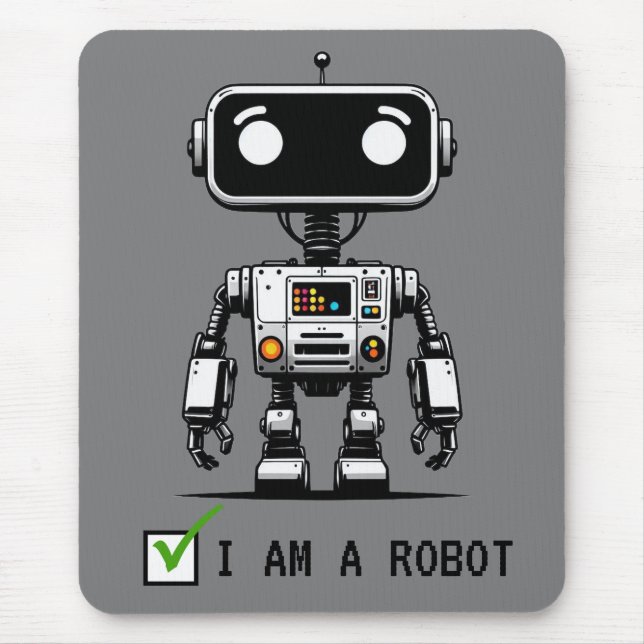 Captcha Robot – I am a Robot Mouse Mat (Front)