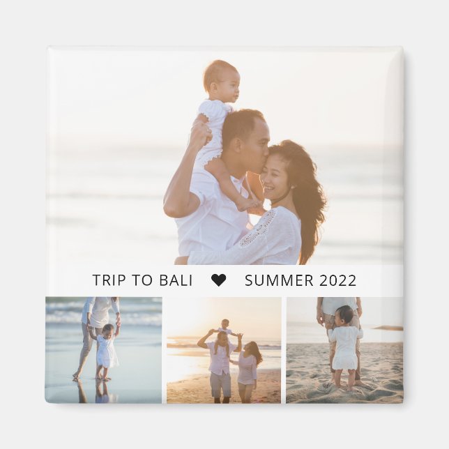 Captioned Collage Editable Colour Photo Magnet (Front)