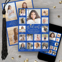 Captioned Photo Collage Royal Blue Gold Graduation