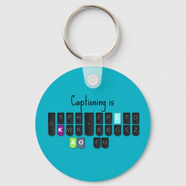 Captioning is Cool Steno Keyboard Key Fob (Front)