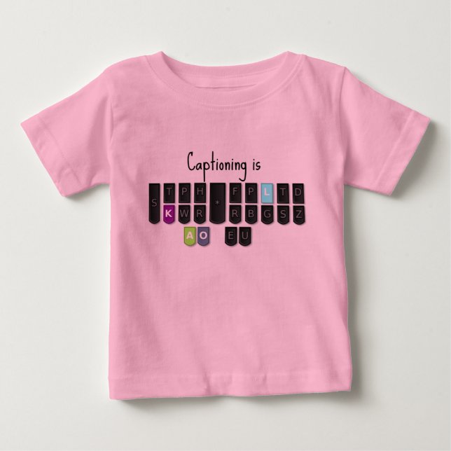 Captioning is Cool Steno Keyboard Shirt (Front)
