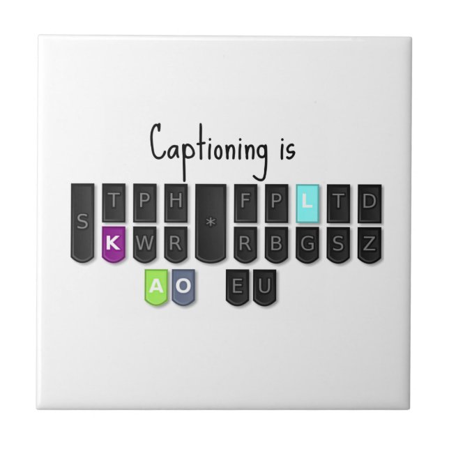 Captioning is Cool Steno Keyboard Tile (Front)