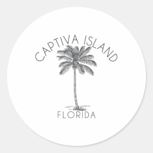Captiva Island Beach Design Palm Tree Illustration Classic Round Sticker