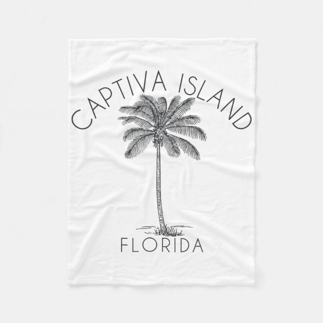 Captiva Island Beach Design Palm Tree Illustration Fleece Blanket (Front)
