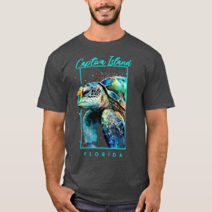 Captiva Island Florida Watercolor Sea Turtle Portr T-Shirt