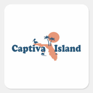 Captiva Island - Map Design. Square Sticker