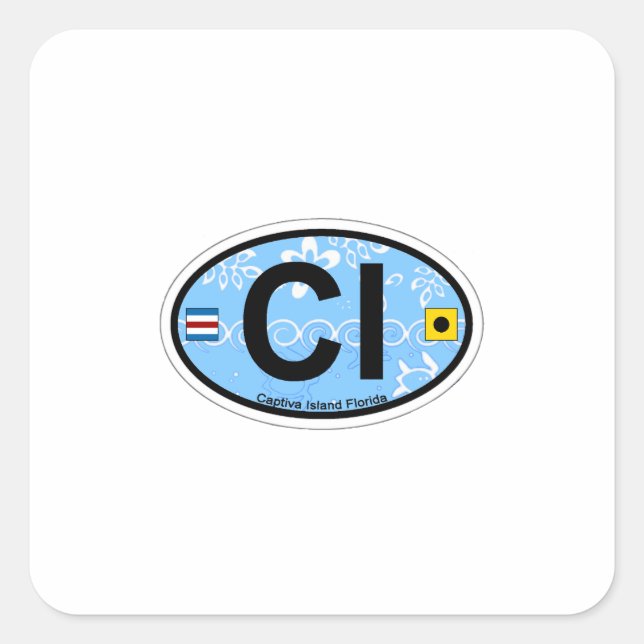 Captiva Island - Oval. Square Sticker (Front)